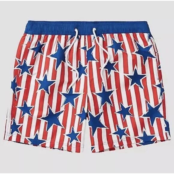 Mad Engine Men's Star Print Striped Americana Swim Shorts Patriotic Men’s XL NWT - Picture 1 of 6